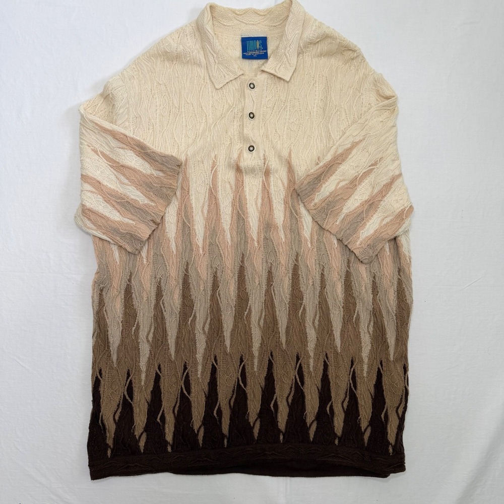 Vintage Coogi Style Limnos Australia 3D Knit Polo Mens XL Mercerised Cotton AUS